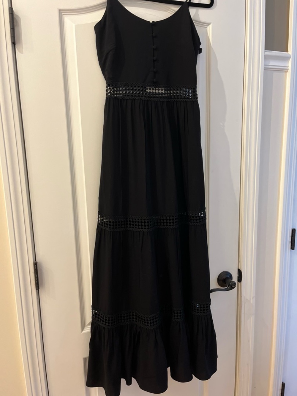 NWT Jack by BB Dakota Black Maxi Dress with Crochet Trim Sz 0